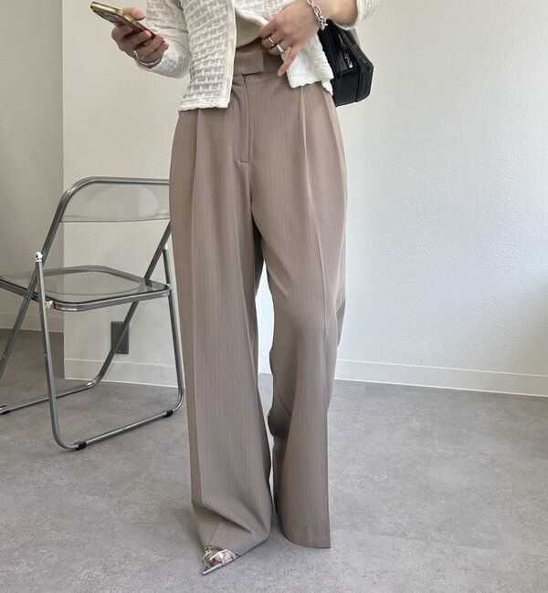  「ピンストライプタックワイドパンツ」|チノ|