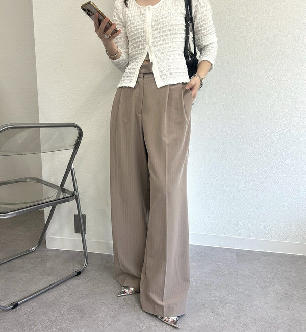  「ピンストライプタックワイドパンツ」|チノ|