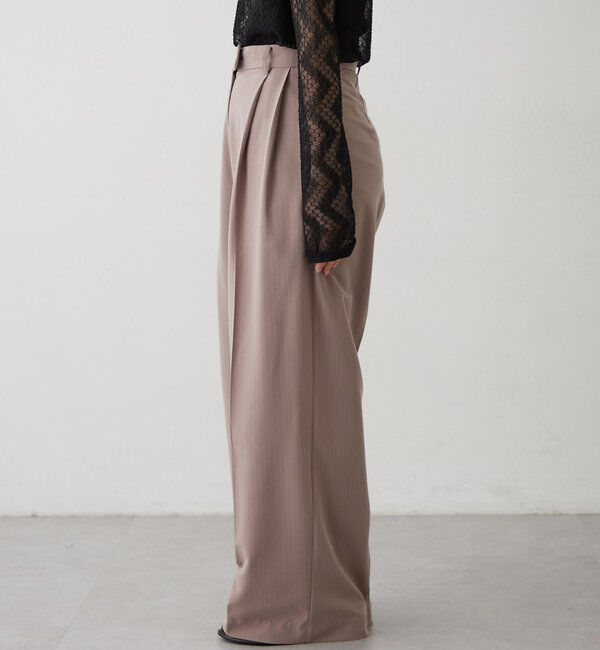  「ピンストライプタックワイドパンツ」|チノ|