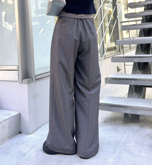  「ピンストライプタックワイドパンツ」|チノ|