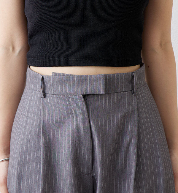  「ピンストライプタックワイドパンツ」|チノ|