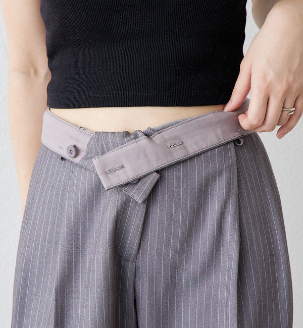  「ピンストライプタックワイドパンツ」|チノ|