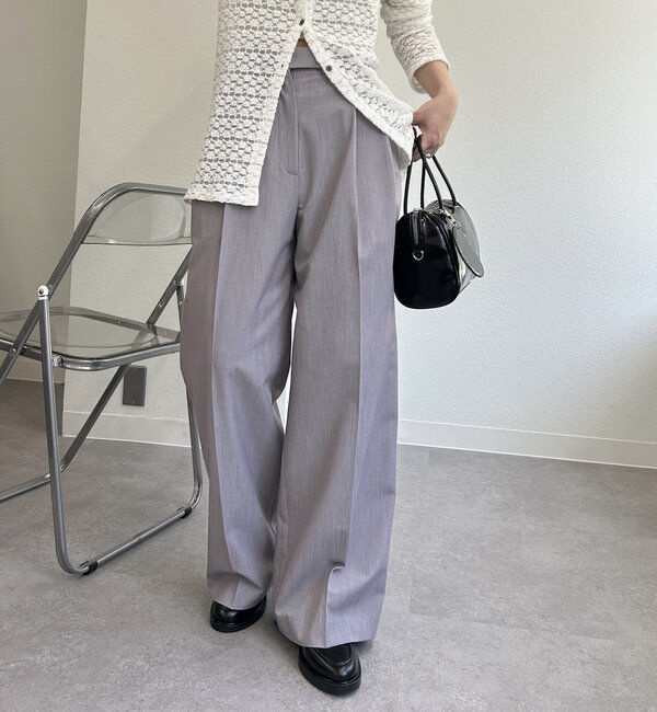  「ピンストライプタックワイドパンツ」|チノ|