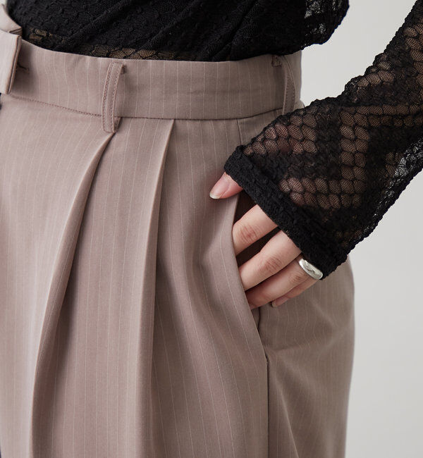  「ピンストライプタックワイドパンツ」|チノ|