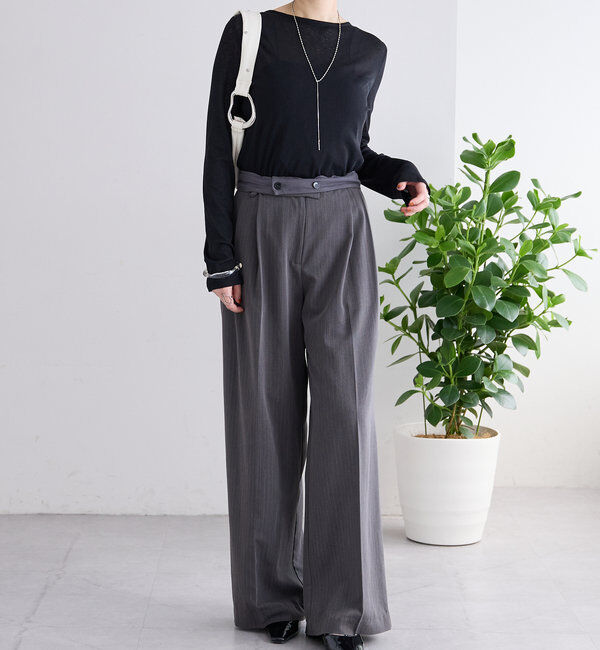  「ピンストライプタックワイドパンツ」|チノ|