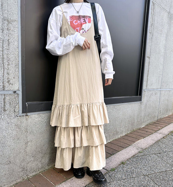  「ティアードフリルキャミワンピース」|ワンピース|