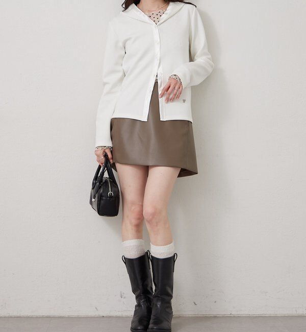  「サテン切り替えポンチフーディ」|Tシャツ・カットソー|