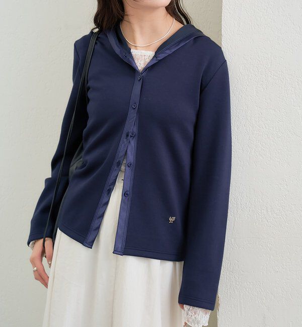  「サテン切り替えポンチフーディ」|Tシャツ・カットソー|