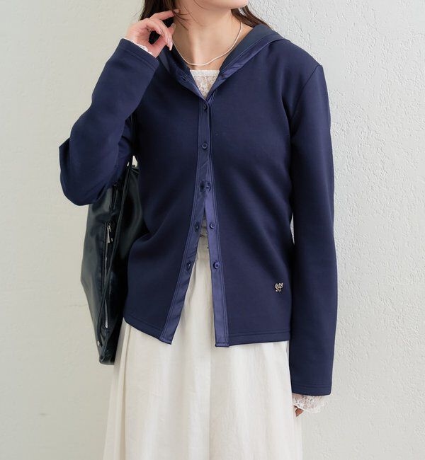  「サテン切り替えポンチフーディ」|Tシャツ・カットソー|