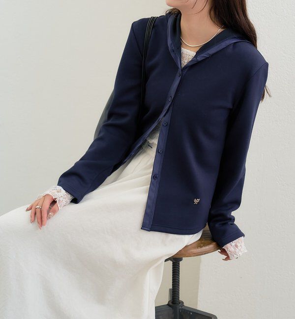  「サテン切り替えポンチフーディ」|Tシャツ・カットソー|