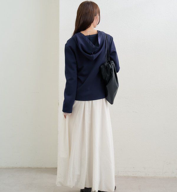  「サテン切り替えポンチフーディ」|Tシャツ・カットソー|