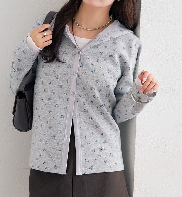  「サテン切り替えポンチフーディ」|Tシャツ・カットソー|