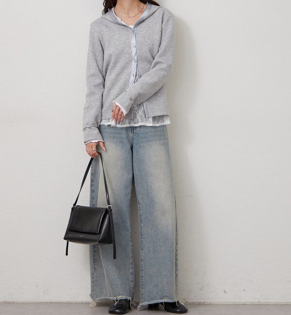  「サテン切り替えポンチフーディ」|Tシャツ・カットソー|