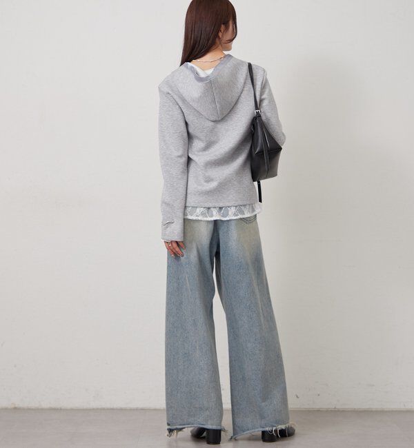  「サテン切り替えポンチフーディ」|Tシャツ・カットソー|