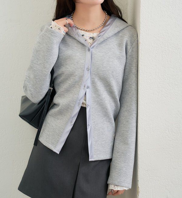  「サテン切り替えポンチフーディ」|Tシャツ・カットソー|