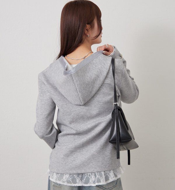  「サテン切り替えポンチフーディ」|Tシャツ・カットソー|