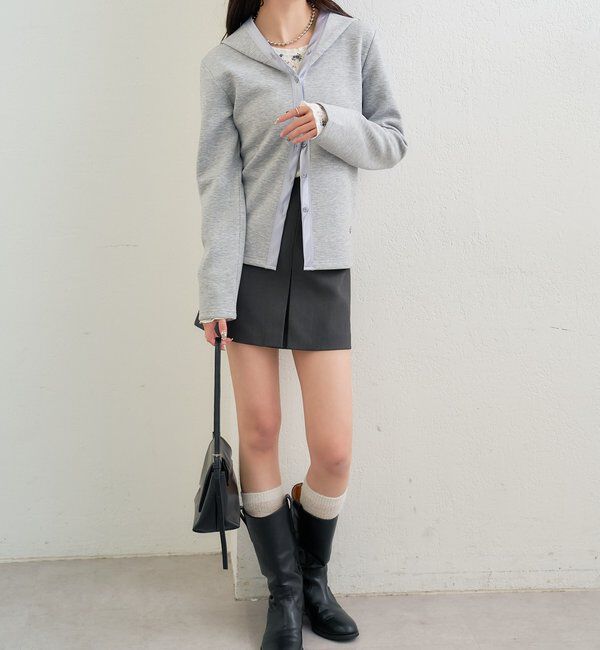  「サテン切り替えポンチフーディ」|Tシャツ・カットソー|