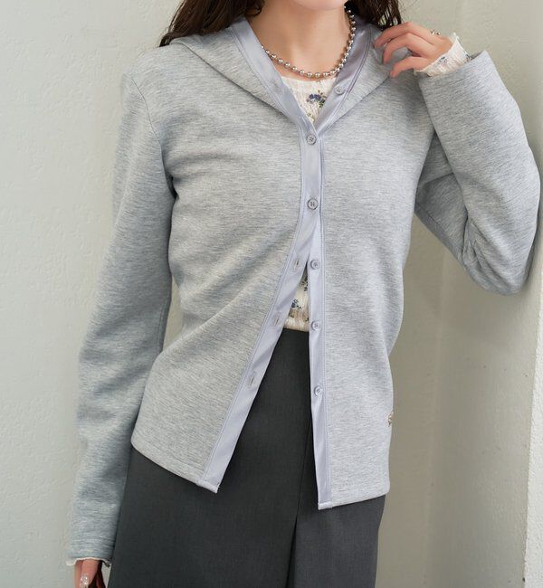  「サテン切り替えポンチフーディ」|Tシャツ・カットソー|