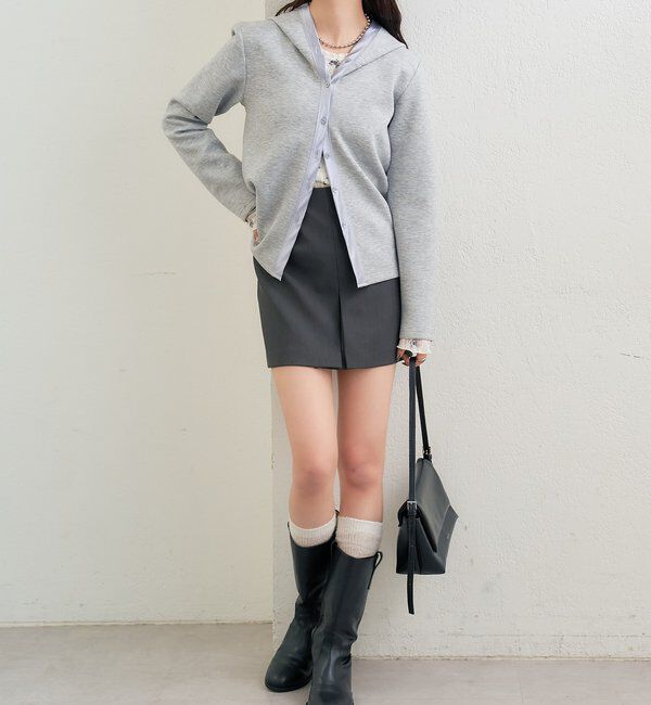  「サテン切り替えポンチフーディ」|Tシャツ・カットソー|