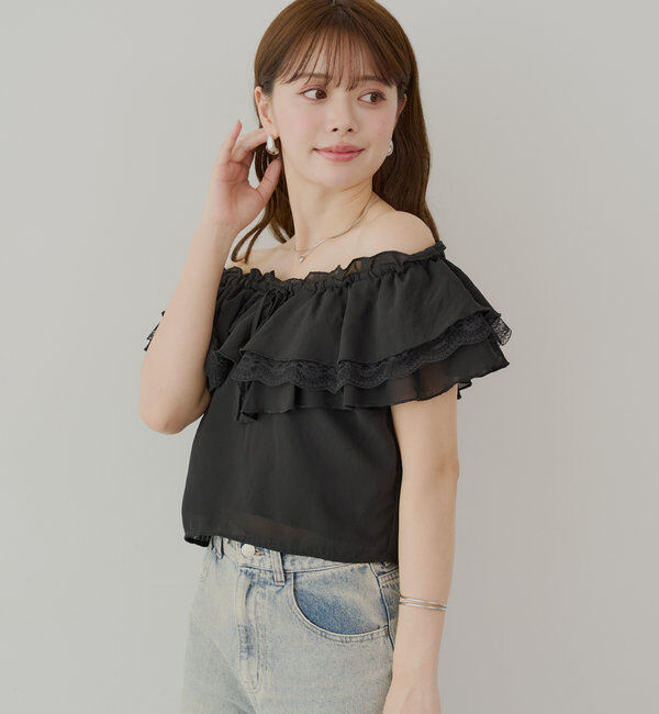  「オフショルレースフリルブラウス」|シャツ・ブラウス|