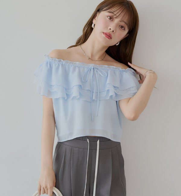  「オフショルレースフリルブラウス」|シャツ・ブラウス|