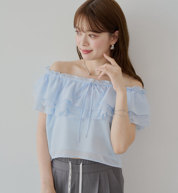  「オフショルレースフリルブラウス」|シャツ・ブラウス|