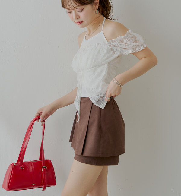  「ラップスウェードミニスカパン」|スカート|