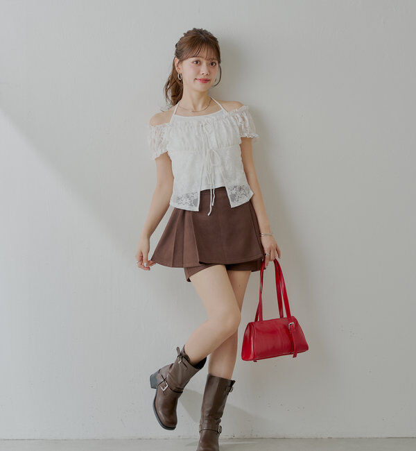  「ラップスウェードミニスカパン」|スカート|