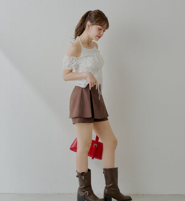  「ラップスウェードミニスカパン」|スカート|