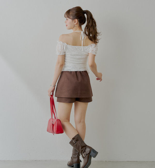  「ラップスウェードミニスカパン」|スカート|