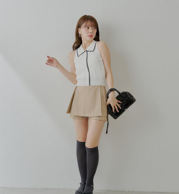  「ラップスウェードミニスカパン」|スカート|