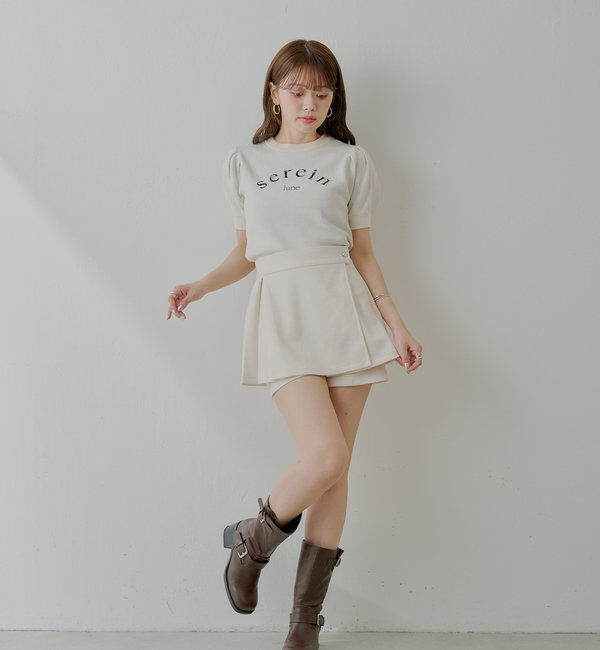  「ラップスウェードミニスカパン」|スカート|