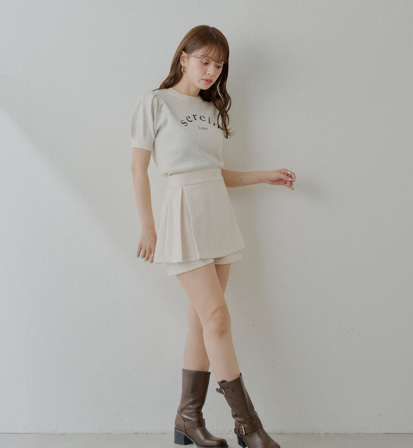  「ラップスウェードミニスカパン」|スカート|