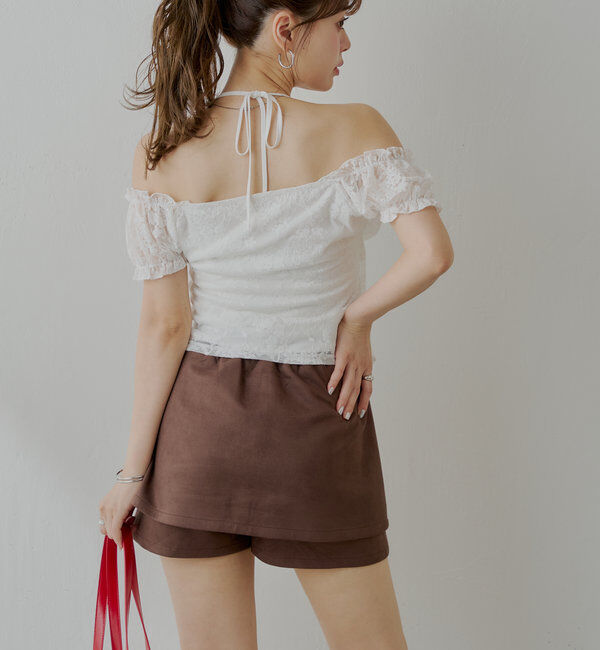  「ラップスウェードミニスカパン」|スカート|