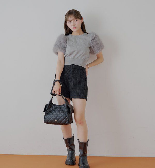  「袖ファー付パフニット」|ニット・セーター|