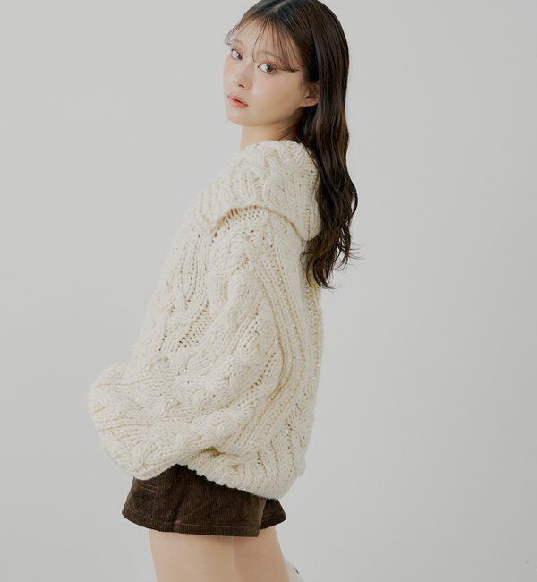  「スパンコールケーブルルーズカーディガン」|カーディガン|