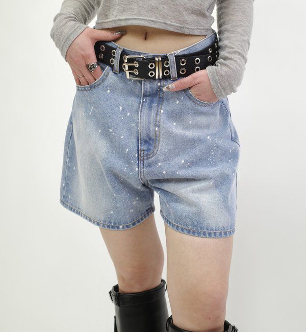  「スプレーブリーチショートパンツ」|デニム|