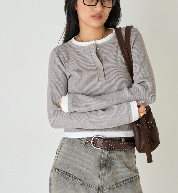  「【WEB限定カラーあり】LAYERED HENLEY KINT」|ニット・セーター|