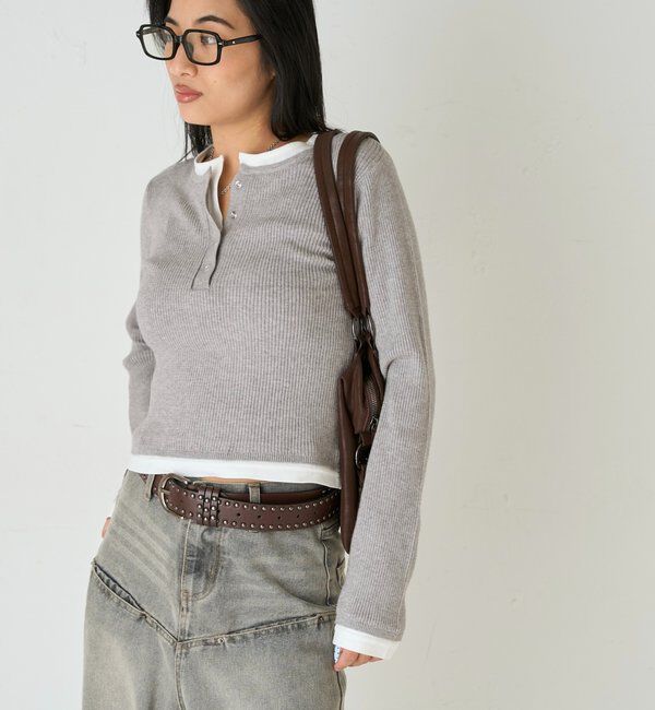  「【WEB限定カラーあり】LAYERED HENLEY KINT」|ニット・セーター|