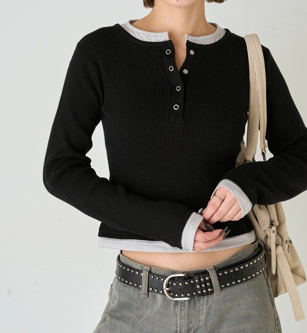  「【WEB限定カラーあり】LAYERED HENLEY KINT」|ニット・セーター|