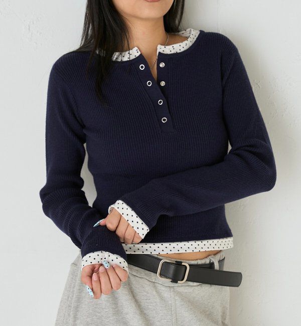  「【WEB限定カラーあり】LAYERED HENLEY KINT」|ニット・セーター|