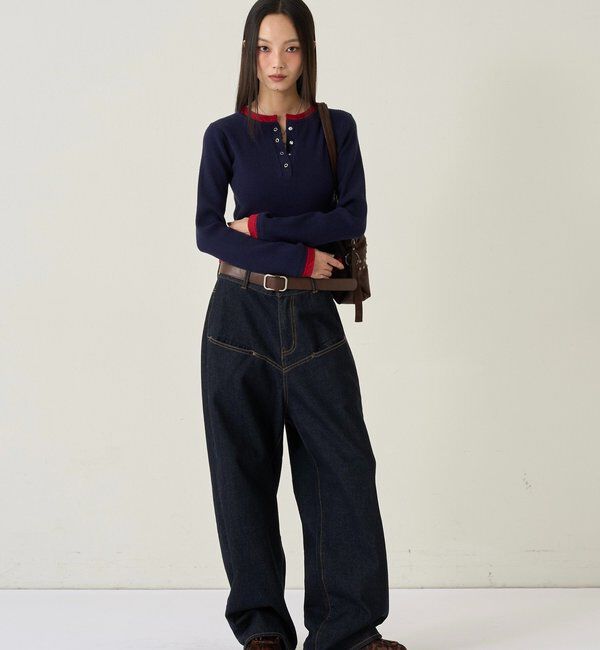  「【WEB限定カラーあり】LAYERED HENLEY KINT」|ニット・セーター|