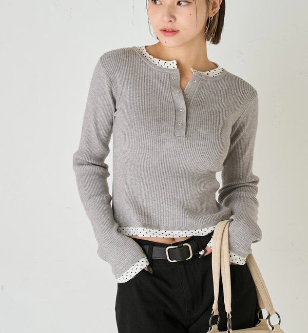  「【WEB限定カラーあり】LAYERED HENLEY KINT」|ニット・セーター|