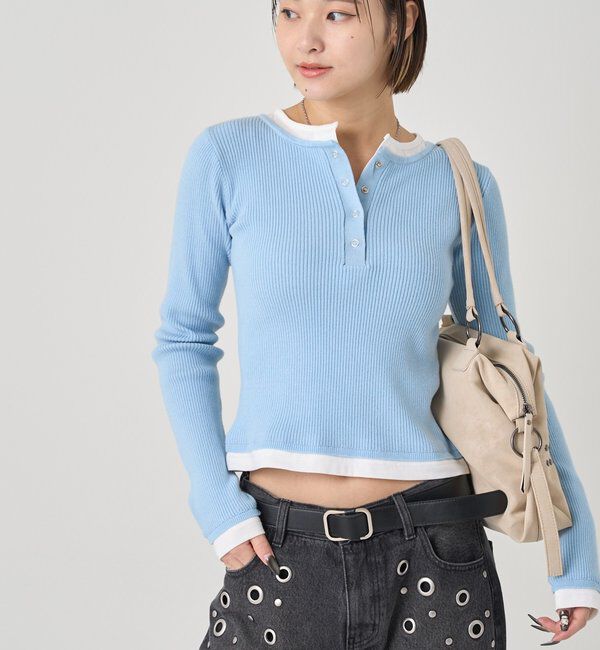  「【WEB限定カラーあり】LAYERED HENLEY KINT」|ニット・セーター|