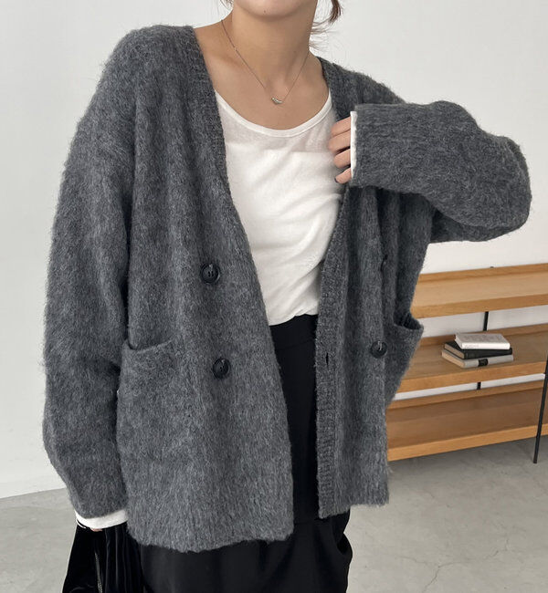  「【セットアップ対応】ジャケット風カーディガン」|カーディガン|グレー