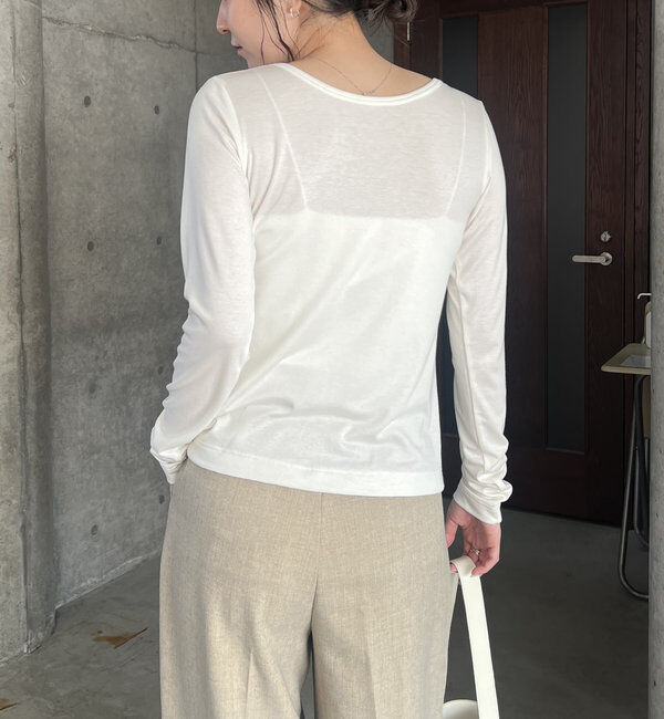  「アシメボタンカーデ風ロンT」|Tシャツ・カットソー|