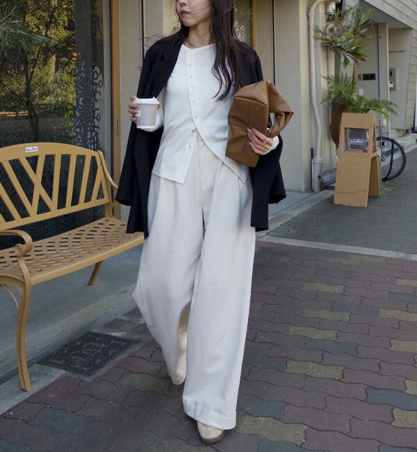  「アシメボタンカーデ風ロンT」|Tシャツ・カットソー|