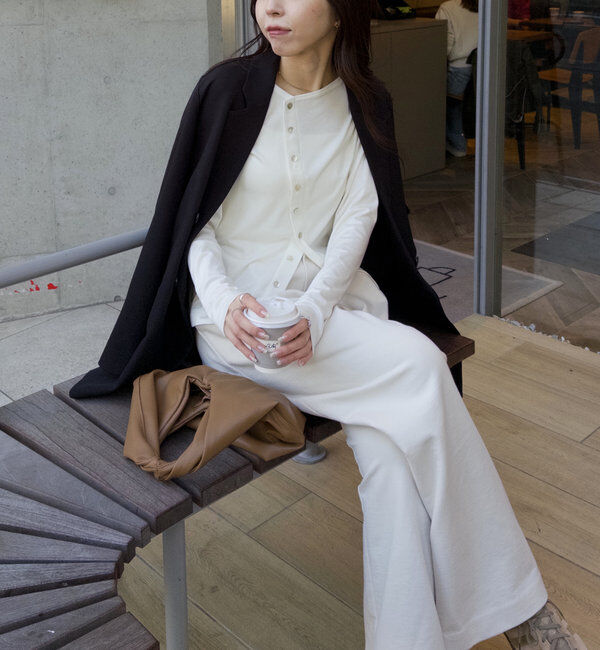  「アシメボタンカーデ風ロンT」|Tシャツ・カットソー|