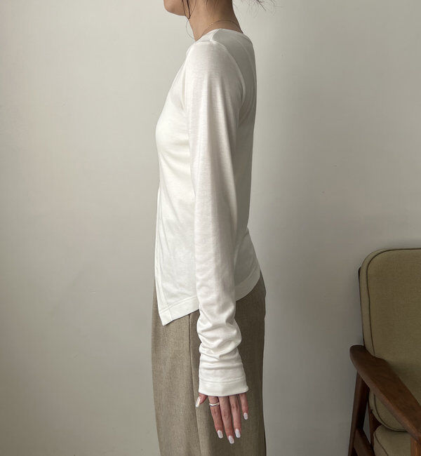  「アシメボタンカーデ風ロンT」|Tシャツ・カットソー|
