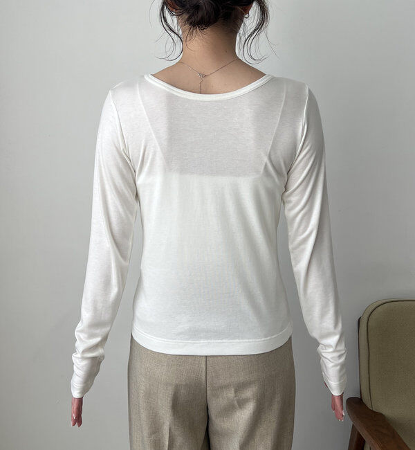  「アシメボタンカーデ風ロンT」|Tシャツ・カットソー|